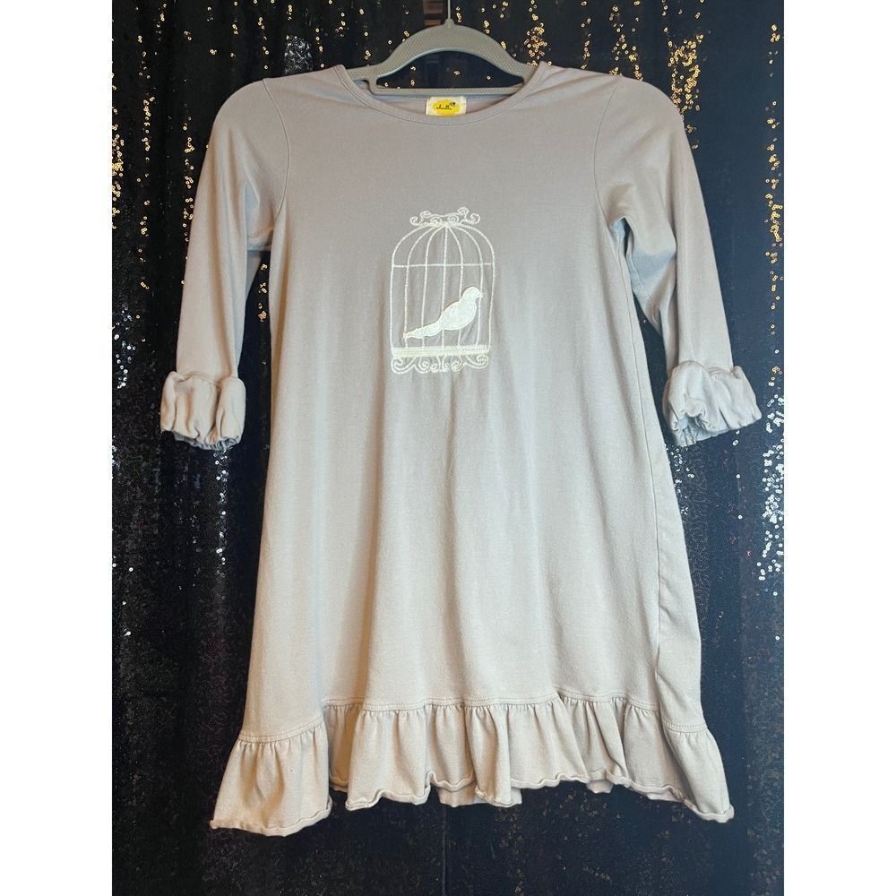 Abielle Kids Gray‎ Bird Cage Ruffle Dress Size 8